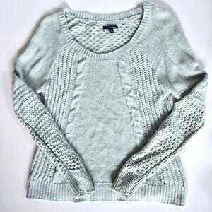 America Eagle wool cotton Crochet cable Knit Sweater women sz Large